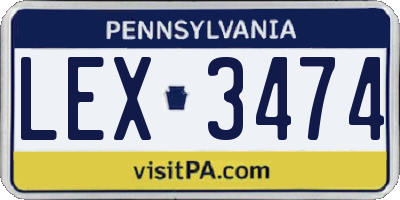 PA license plate LEX3474