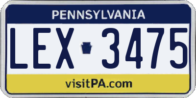 PA license plate LEX3475