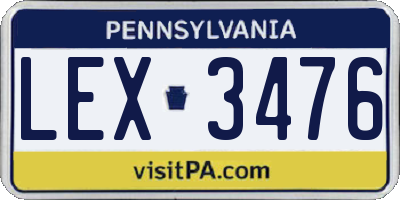 PA license plate LEX3476