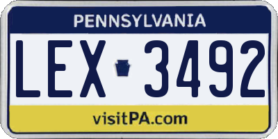 PA license plate LEX3492