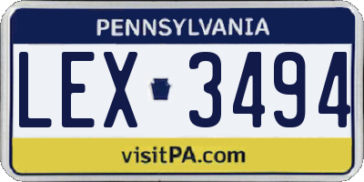 PA license plate LEX3494