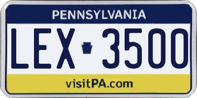 PA license plate LEX3500