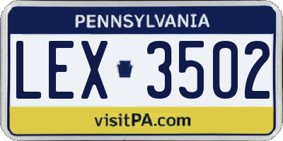 PA license plate LEX3502