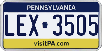 PA license plate LEX3505