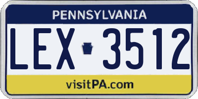 PA license plate LEX3512