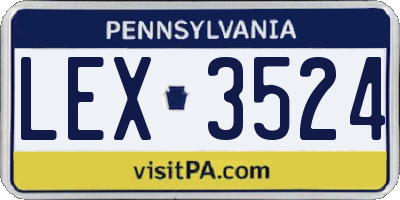 PA license plate LEX3524