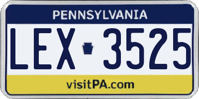 PA license plate LEX3525