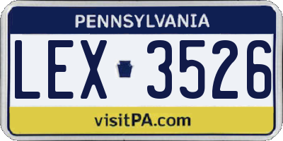 PA license plate LEX3526