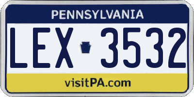 PA license plate LEX3532