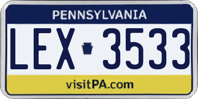 PA license plate LEX3533