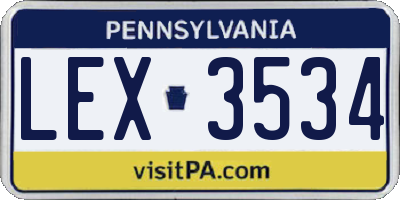 PA license plate LEX3534