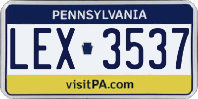 PA license plate LEX3537