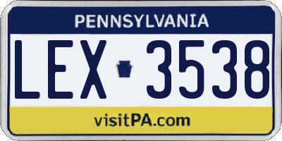 PA license plate LEX3538