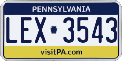 PA license plate LEX3543