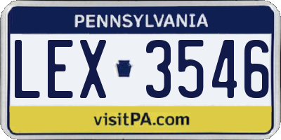 PA license plate LEX3546
