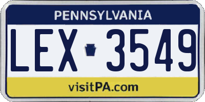 PA license plate LEX3549