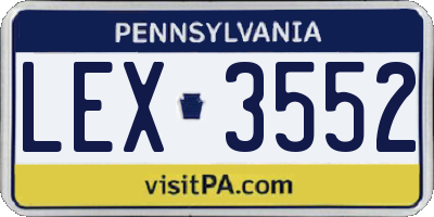 PA license plate LEX3552