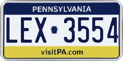 PA license plate LEX3554