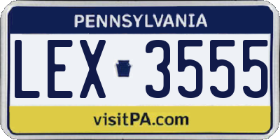 PA license plate LEX3555