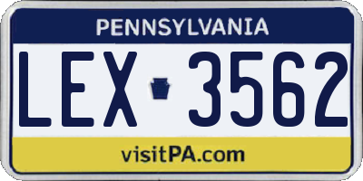 PA license plate LEX3562