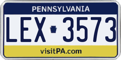 PA license plate LEX3573