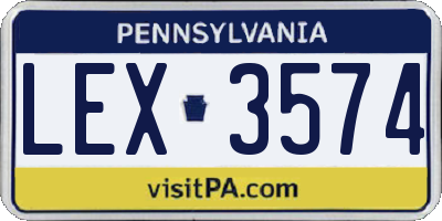 PA license plate LEX3574