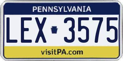 PA license plate LEX3575