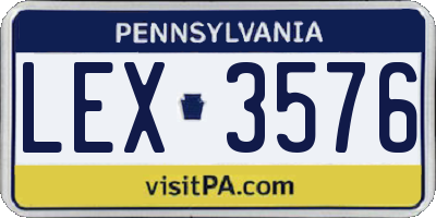 PA license plate LEX3576