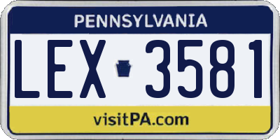 PA license plate LEX3581