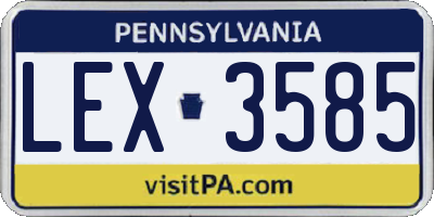 PA license plate LEX3585