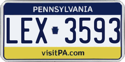 PA license plate LEX3593