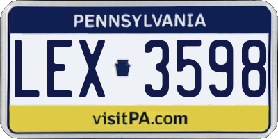 PA license plate LEX3598