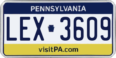 PA license plate LEX3609