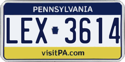 PA license plate LEX3614