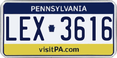 PA license plate LEX3616