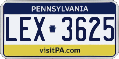 PA license plate LEX3625