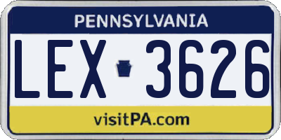 PA license plate LEX3626