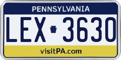 PA license plate LEX3630