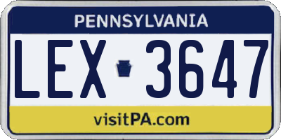 PA license plate LEX3647