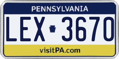 PA license plate LEX3670