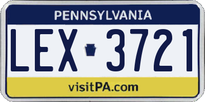 PA license plate LEX3721