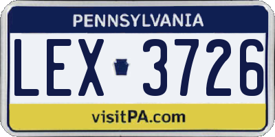 PA license plate LEX3726