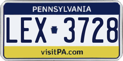 PA license plate LEX3728