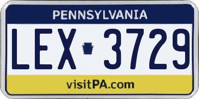 PA license plate LEX3729