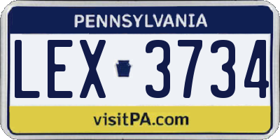 PA license plate LEX3734