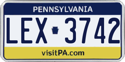 PA license plate LEX3742