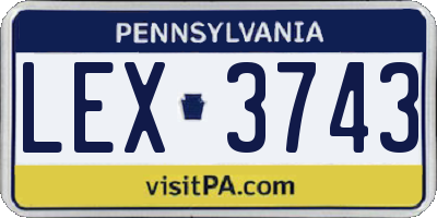 PA license plate LEX3743