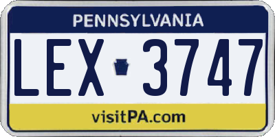 PA license plate LEX3747