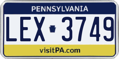 PA license plate LEX3749