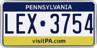 PA license plate LEX3754